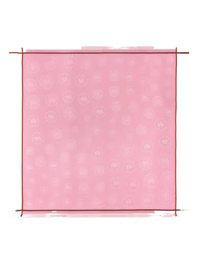 Longchamp La Médaille Fringed Scarf In Pink