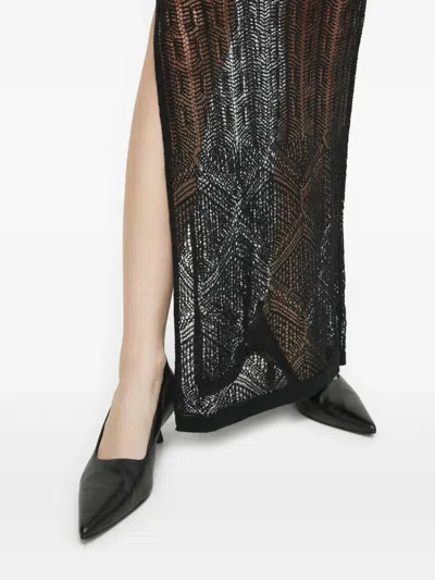 Herskind Open-work Slit Maxi Skirt In Black