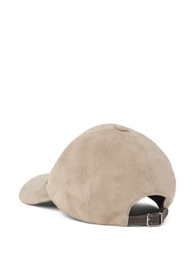Brunello Cucinelli Suede Beaded-band Baseball Cap In Neutral