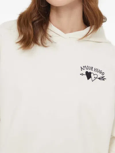 Hugo Boss Embroidered Hoodie In White
