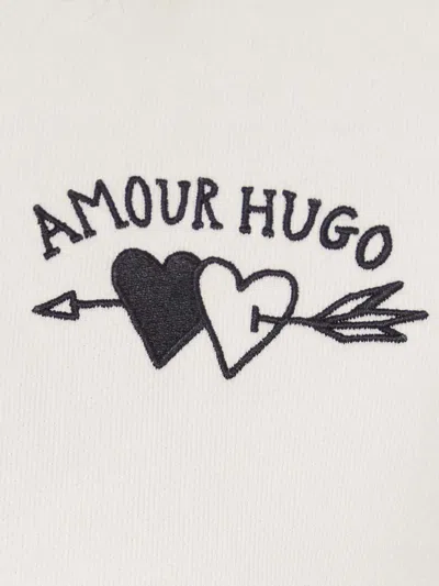Hugo Boss Embroidered Hoodie In White