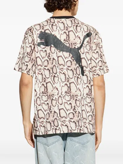 Puma Animal Print Logo T-shirt In Neutral