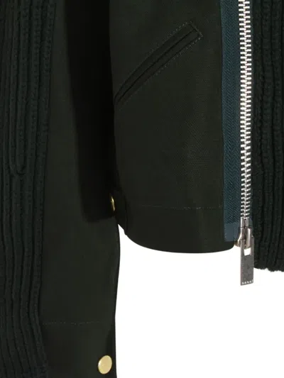 Carhartt X Sacai Zip Ribbed Jacket In Green