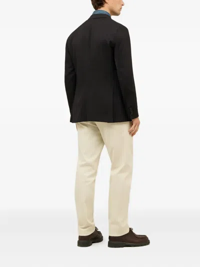 Boglioli Virgin Wool And Cotton Double-breasted K-jacket In Dark Blue