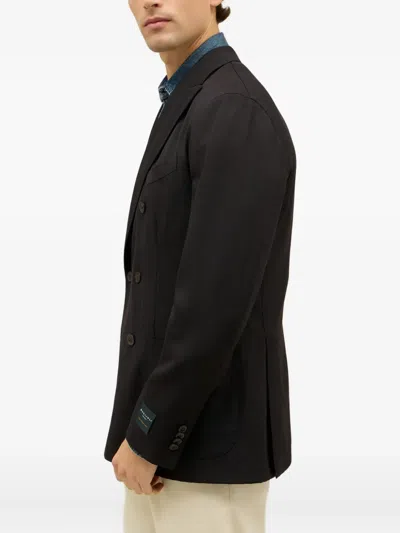 Boglioli Virgin Wool And Cotton Double-breasted K-jacket In Dark Blue