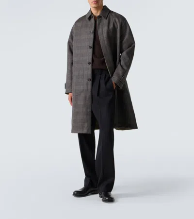 The Row Palo Plaid Wool And Silk Coat In Black