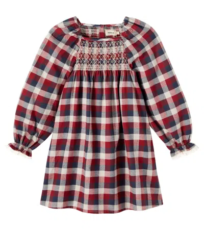 BELLA格纹抽褶棉质连衣裙