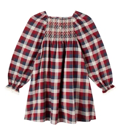 BELLA格纹抽褶棉质连衣裙