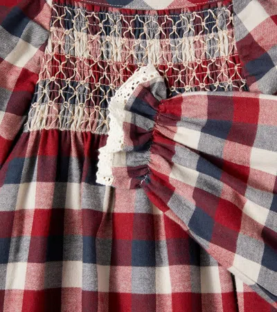 BELLA格纹抽褶棉质连衣裙