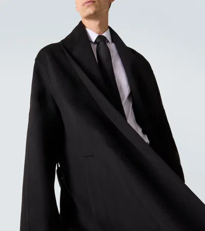 Tom Ford Oversized Shawl-collar Belted Wool And Silk-blend Felt Coat In Black