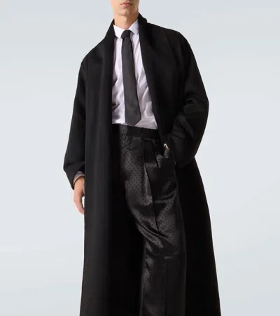 Tom Ford Oversized Shawl-collar Belted Wool And Silk-blend Felt Coat In Black