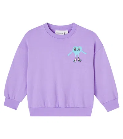 Mini Rodini Embroidered Cotton Jersey Sweatshirt In Purple