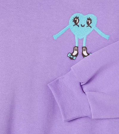 Mini Rodini Embroidered Cotton Jersey Sweatshirt In Purple
