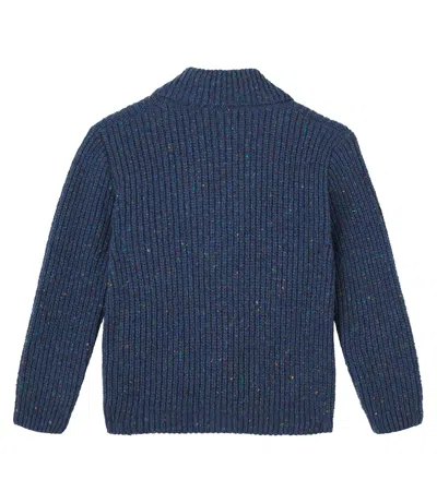 La Coqueta Axel Wool-blend Cardigan In Blue