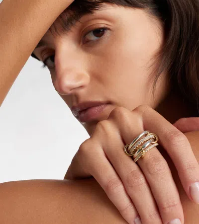 Spinelli Kilcollin Halley 18kt Gold And Sterling Silver Ring With Diamonds In Brown