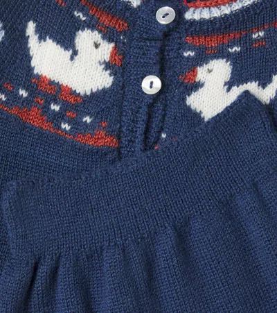 La Coqueta Baby Mavi Wool Cardigan And Pants Set In Blue