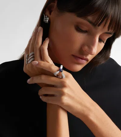 Yeprem Reign Supreme 18kt White Gold Ring With Sapphire And Diamonds In Brown