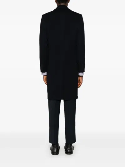 Sandro Double-breasted Coat In Blue