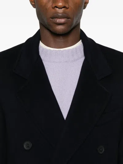 Sandro Double-breasted Coat In Blue