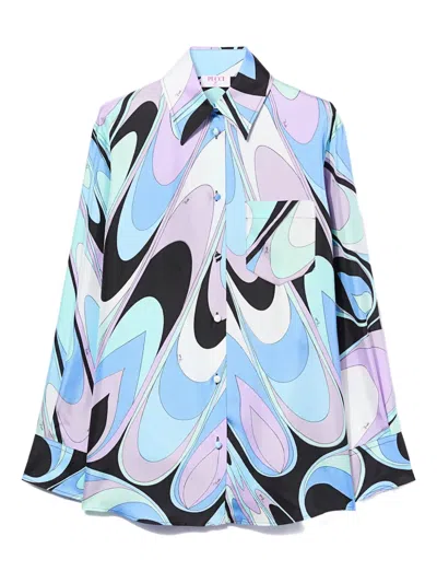 Pucci Onde-print Pocket Silk Shirt In Multi