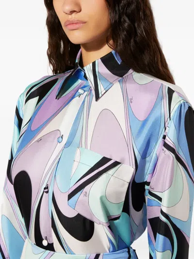 Pucci Onde-print Pocket Silk Shirt In Multi
