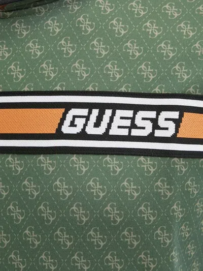 Guess Usa Logo Stripe Hoodie In Green