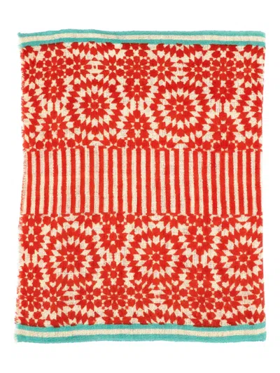 Me&kashmere Striped Patterned Scarf In Red