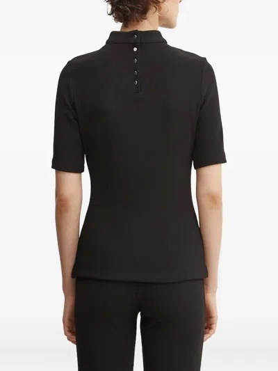 Hugo Boss Ribbed High-neck Top In Black