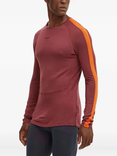 Icebreaker Long-sleeve Stripe Performance Top In Brown