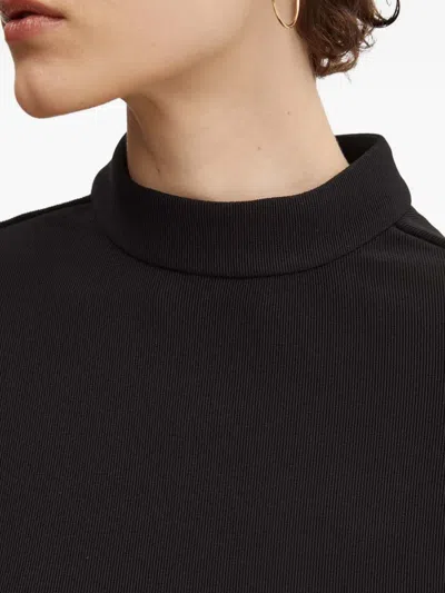 Hugo Boss Ribbed High-neck Top In Black