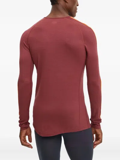 Icebreaker Long-sleeve Stripe Performance Top In Brown