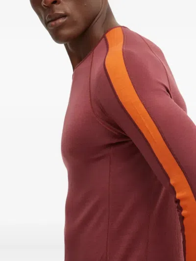 Icebreaker Long-sleeve Stripe Performance Top In Brown