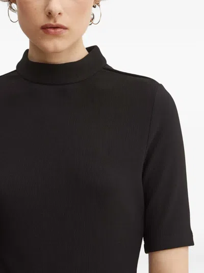 Hugo Boss Ribbed High-neck Top In Black