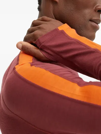 Icebreaker Long-sleeve Stripe Performance Top In Brown