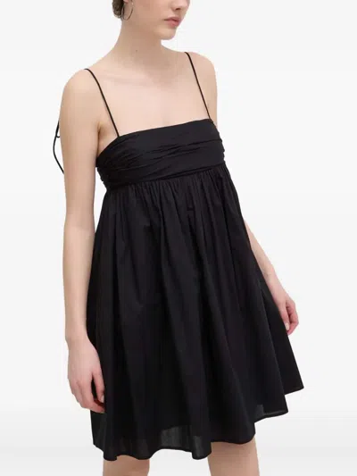 Hugo Boss Tie-strap Gathered Mini Dress In Black