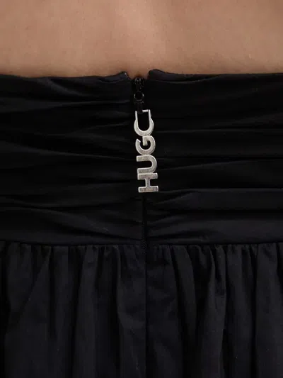Hugo Boss Tie-strap Gathered Mini Dress In Black