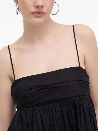 Hugo Boss Tie-strap Gathered Mini Dress In Black