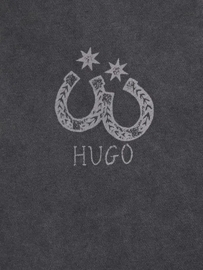 Hugo Boss Raw-edge Hoodie In Gray