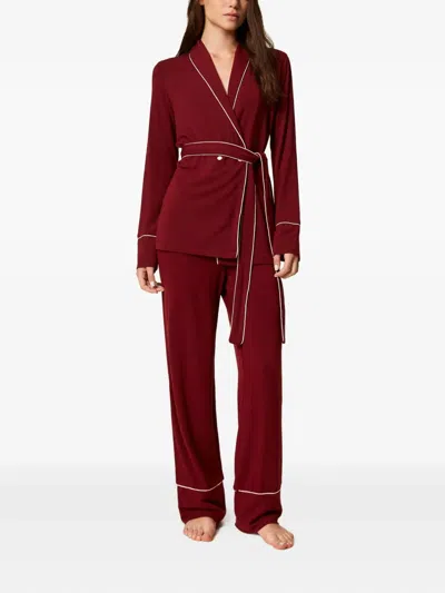 Twinset Mannish Belted Pyjama Trousers And Top Set In Red