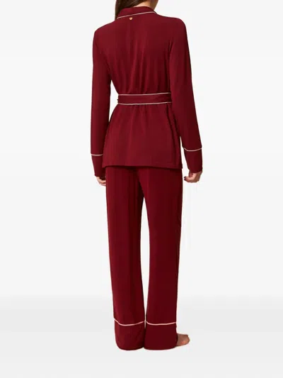 Twinset Mannish Belted Pyjama Trousers And Top Set In Red
