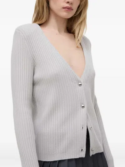 Iro Devora Ribbed Button-up Cardigan In Gray
