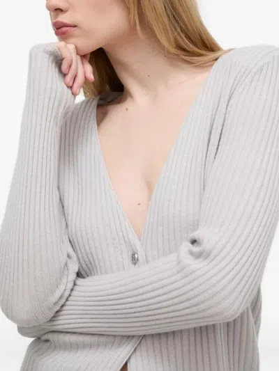 Iro Devora Ribbed Button-up Cardigan In Gray
