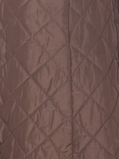 Max Mara Berta Leather-trimmed Quilted Shell Coat In Brown