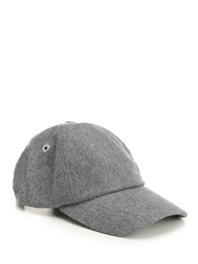 Ami Alexandre Mattiussi Logo-embossed Brushed Virgin Wool-flannel Baseball Cap In Gray