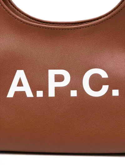 Apc A.p.c. Structured Shoulder Bag With Bold Lettering In Brown
