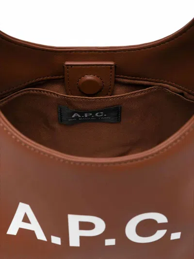 Apc A.p.c. Structured Shoulder Bag With Bold Lettering In Brown