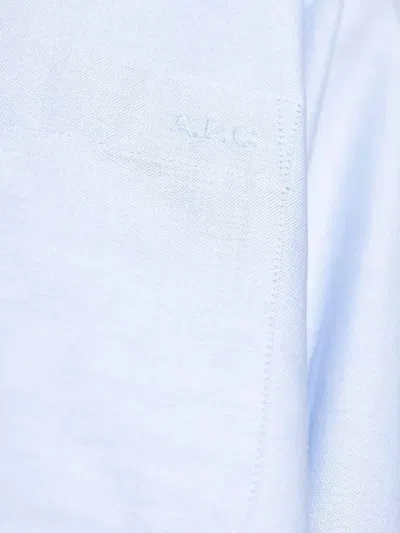 Apc Sophia Cropped Cotton Shirt In Blue