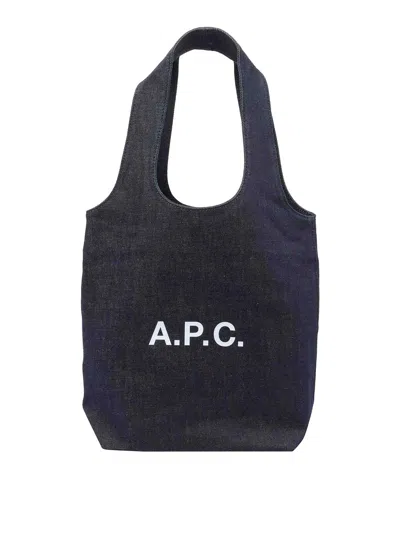 Apc A.p.c. Women Tote Ninon Small Denim Shopping Bag In Blue