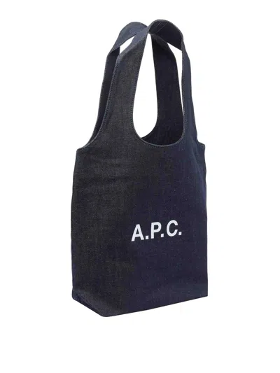 Apc A.p.c. Women Tote Ninon Small Denim Shopping Bag In Blue