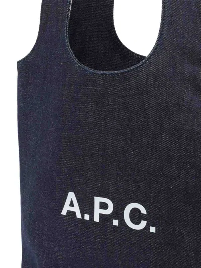 Apc A.p.c. Women Tote Ninon Small Denim Shopping Bag In Blue